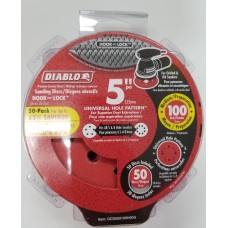 Diablo 5 in. 100-Grit Universal Hole Random Orbital Sanding Disc with Hook and Lock Backing (50-Pack)  ** CALL STORE FOR AVAILABILITY AND TO PLACE ORDER **