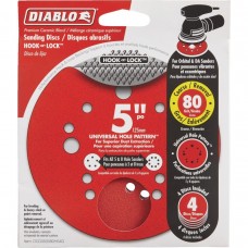 Diablo 5 in. 80-Grit Universal Hole Random Orbital Sanding Disc with Hook and Lock Backing (4-Pack)  ** CALL STORE FOR AVAILABILITY AND TO PLACE ORDER **