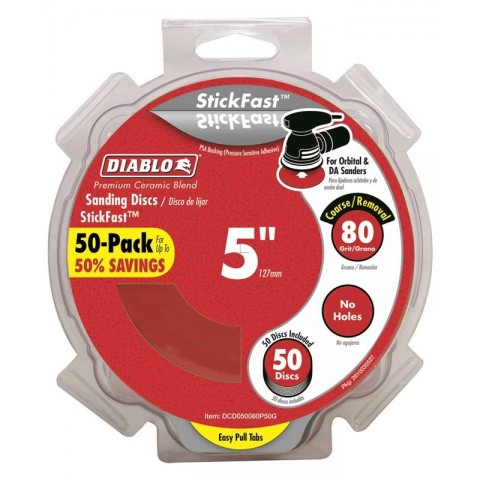 Diablo 5 in. 80-Grit Random Orbital Sanding Disc with StickFast Backing and Easy Pull Tabs (50-Pack)  ** CALL STORE FOR AVAILABILITY AND TO PLACE ORDER **