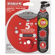 Diablo 5 in. 120-Grit Universal Hole Random Orbital Sanding Disc with Hook and Lock Backing (4-Pack)  ** CALL STORE FOR AVAILABILITY AND TO PLACE ORDER **